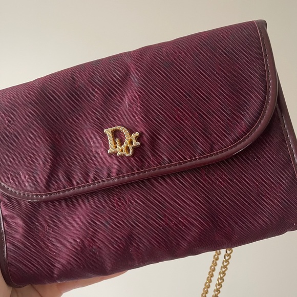 Auth Vintage Dior Monogram Burgundy Canvas Crossbody Bag - Picture 5 of 6